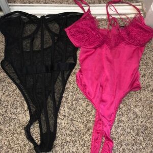 2 piece Black and pink corset tops